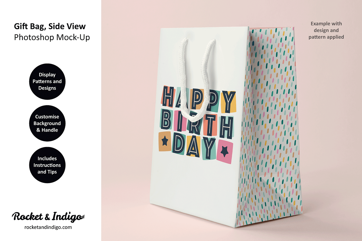 Gift Bag Side Photoshop Mock-Up, a Product Mockup by Rocket & Indigo (Photo 1 of 4)