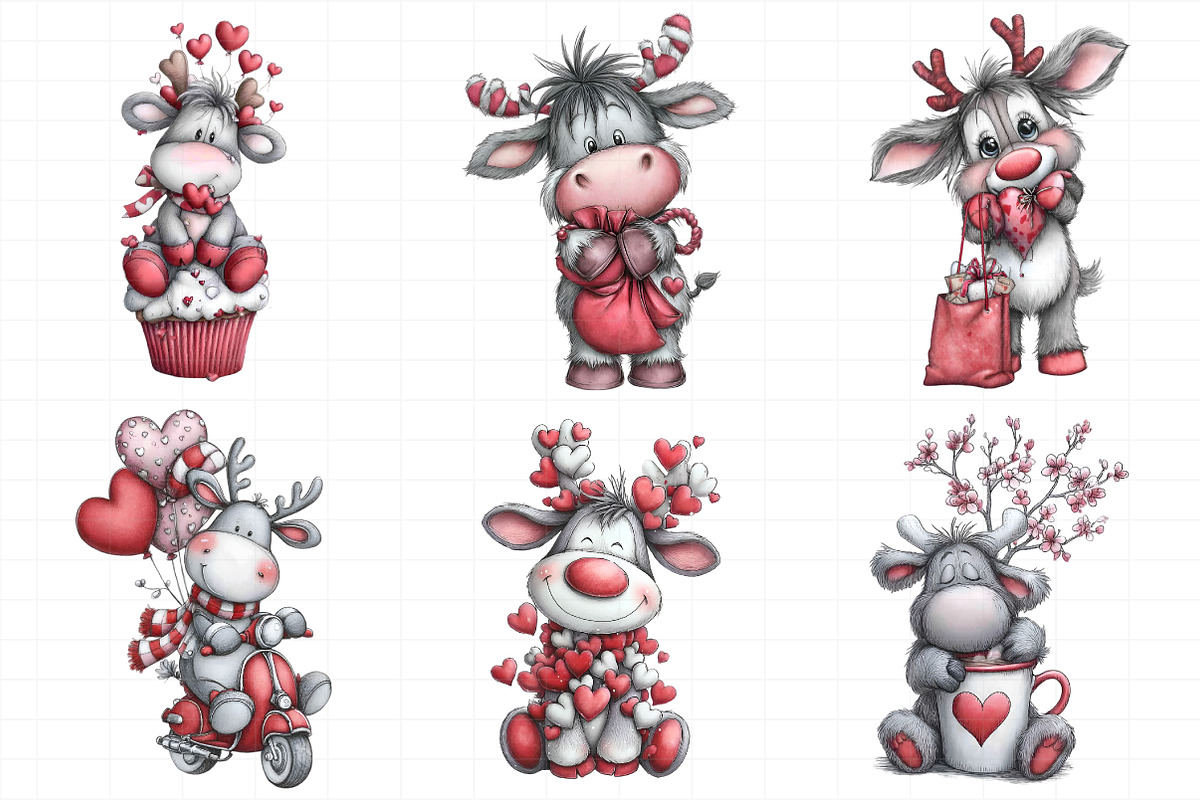 Valentines Day Reindeer Clipart, an Illustration by Daily.Designs (Photo 4 of 5)