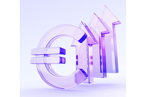 Hologram glass 3D Euro sign icon, a Finance Illustration by Marozhkastudio