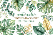 Watercolor Tropical Leaf Clipart, an Illustration by Libby Wishes (Thumbnail 1 of 4)
