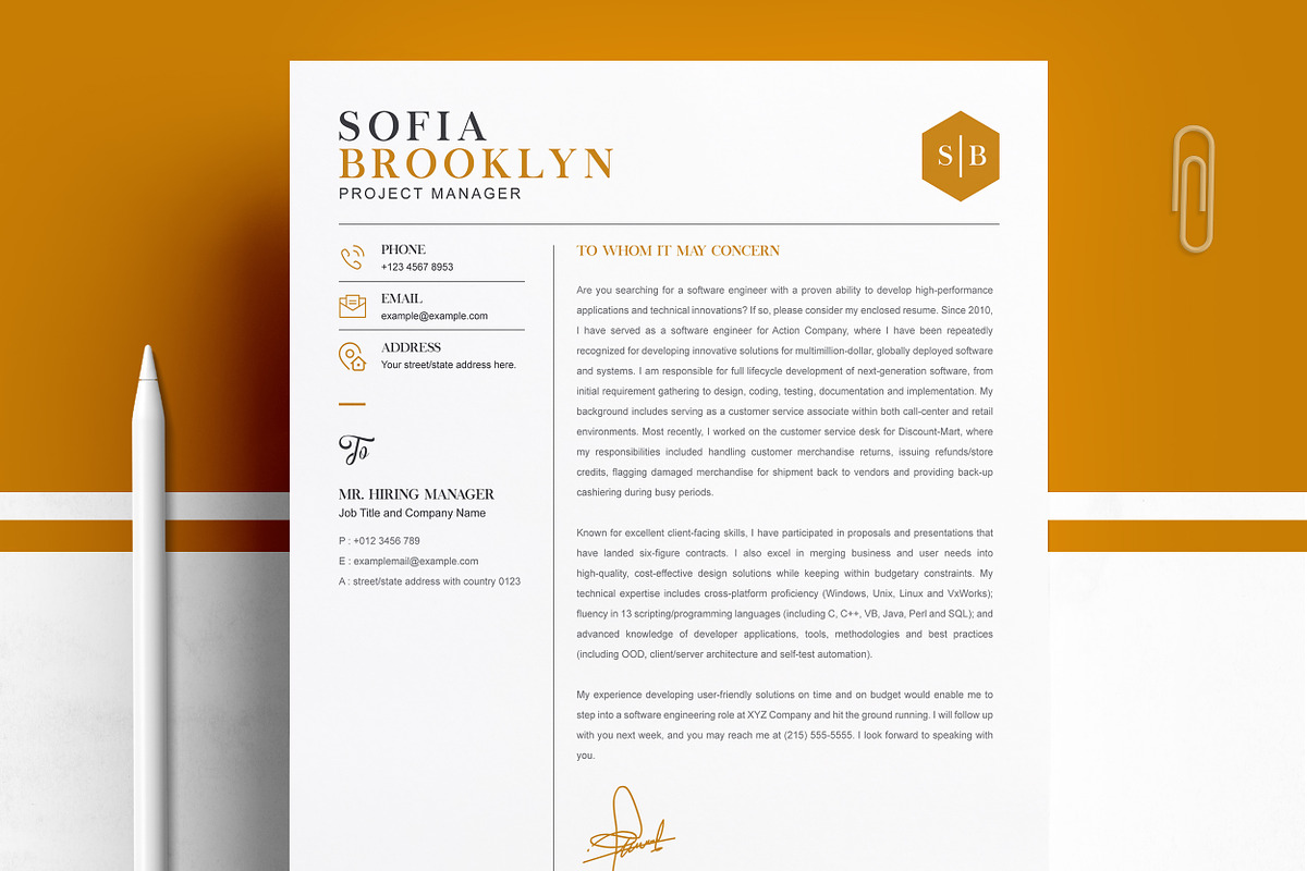 Resume / CV Template Word Manager, a Resume Template by ResumeInventor