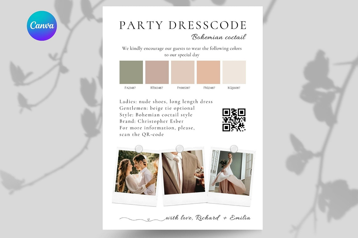 Guest dresscoode, mood board card, a Card Template by EvaTemplates (Photo 6 of 7)