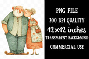 Romantic Elderly Couple Bundle, an Illustration by Designking (Thumbnail 4 of 5)