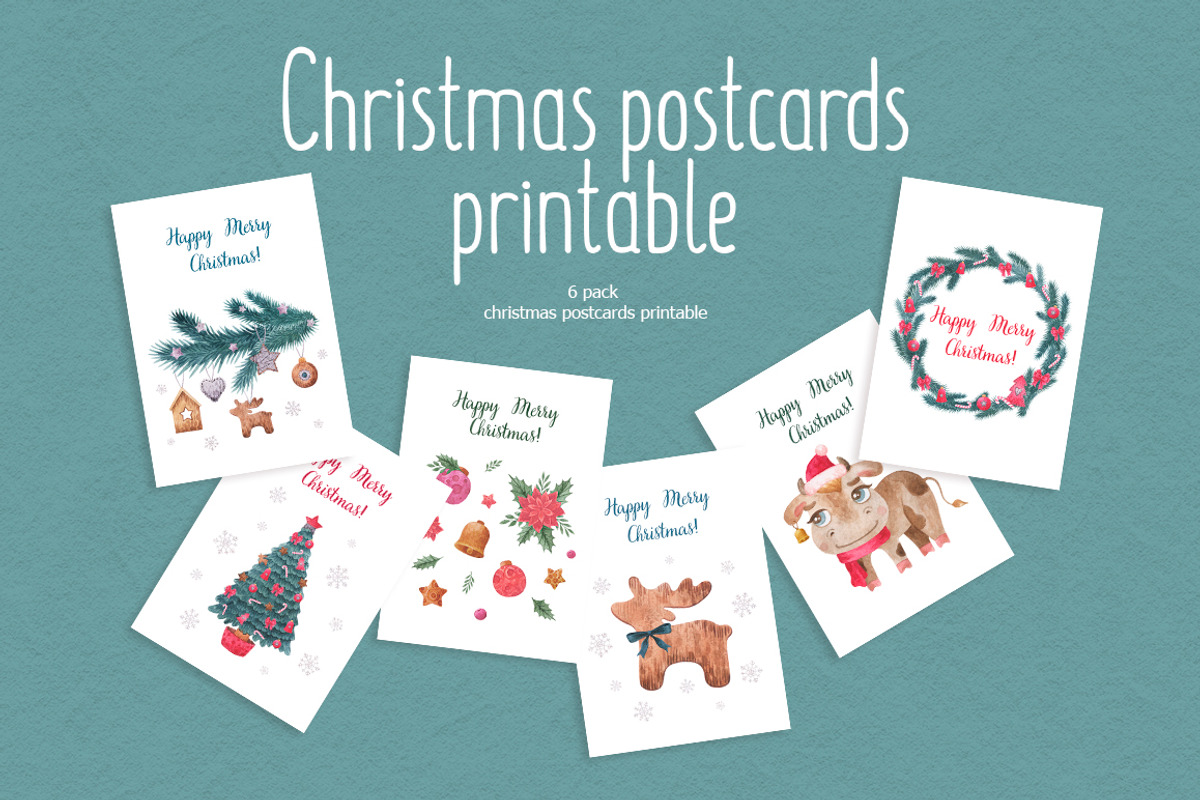 Christmas postcards printable, a Card Template by CreativeByLu (Photo 1 of 5)