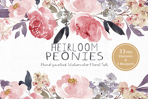 Heirloom Peonies - Watercolor Floral