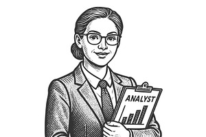 Confident Business Analyst Report, a Person Illustration by AlexArt