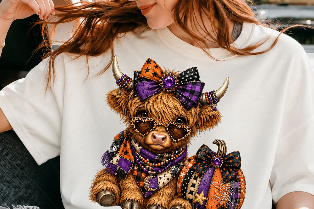 Glam Jeweled Highland Cow PNG, a Seasonal Illustration by DreamCafeArt (Photo 3 of 6)
