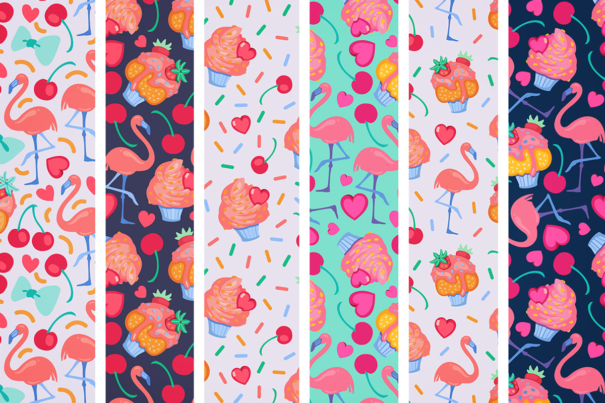 Cupcakes & Flamingos, a Pattern Graphic by Petite Salade (Photo 2 of 4)