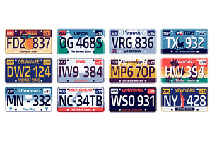 Car plate usa states. State id, a Transportation Illustration by Frogella