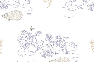 Hedgehog&Butterfly Seamless Pattern