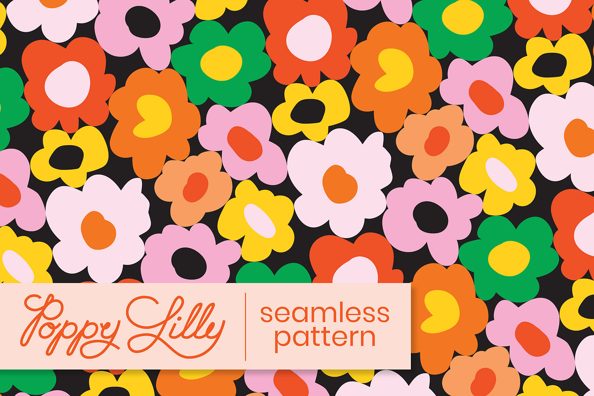 Big Retro Florals Seamless Pattern, a Graphic by Poppy Lilly