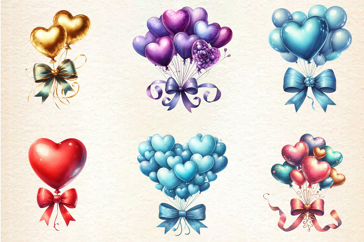 valentine's day balloons Clipart, an Illustration by DreamArtGraphic (Photo 5 of 6)