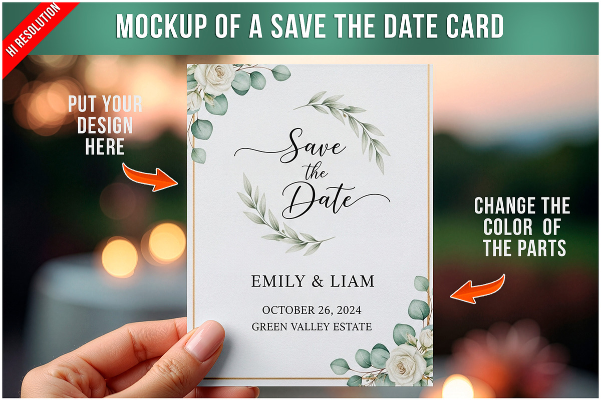 Save The Date Card PSD, a Product Mockup by Bruno's Shop (Photo 1 of 3)