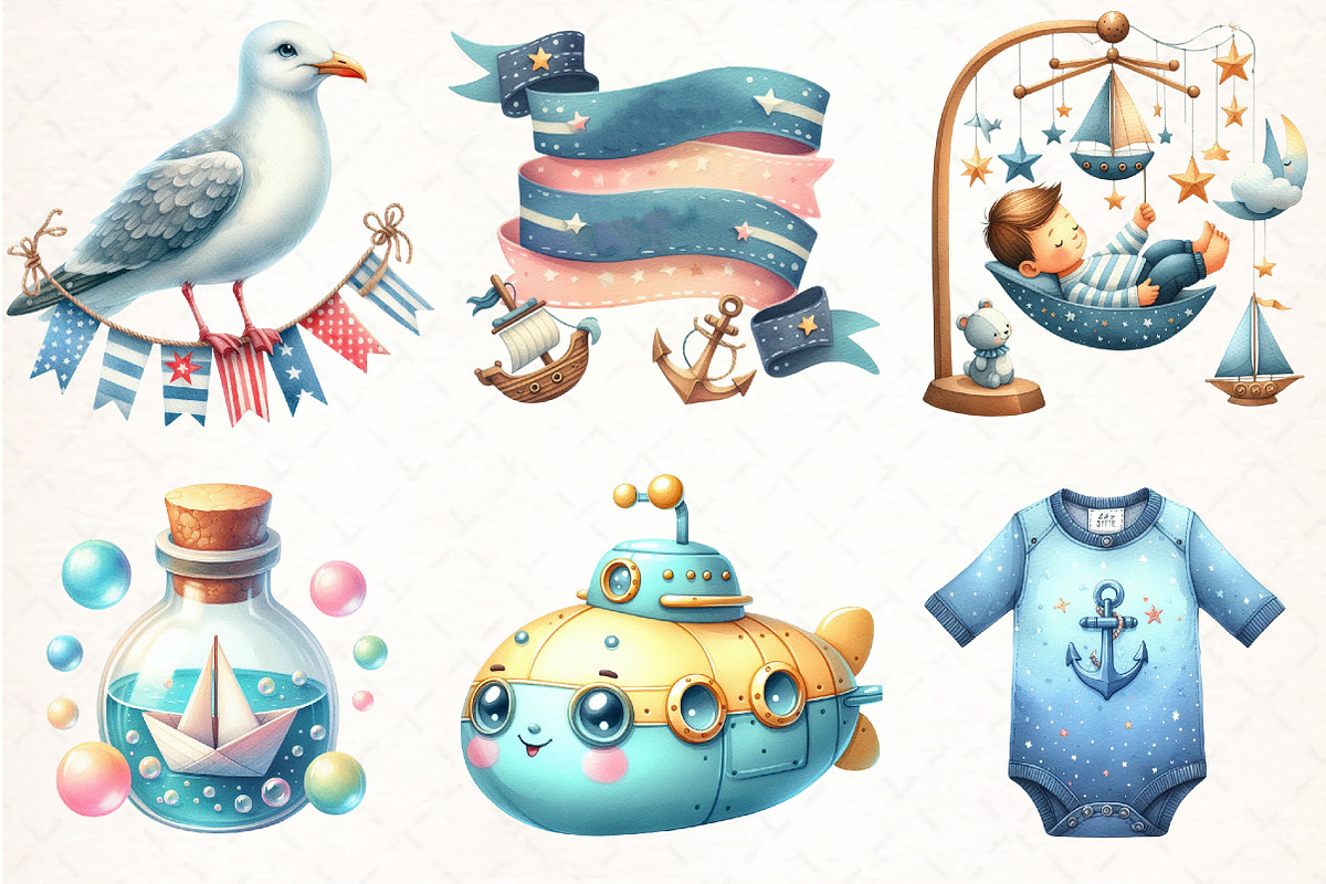 Sailor Clipart, Baby Nautical PNG, an Illustration by Pixels.Craft (Photo 3 of 7)