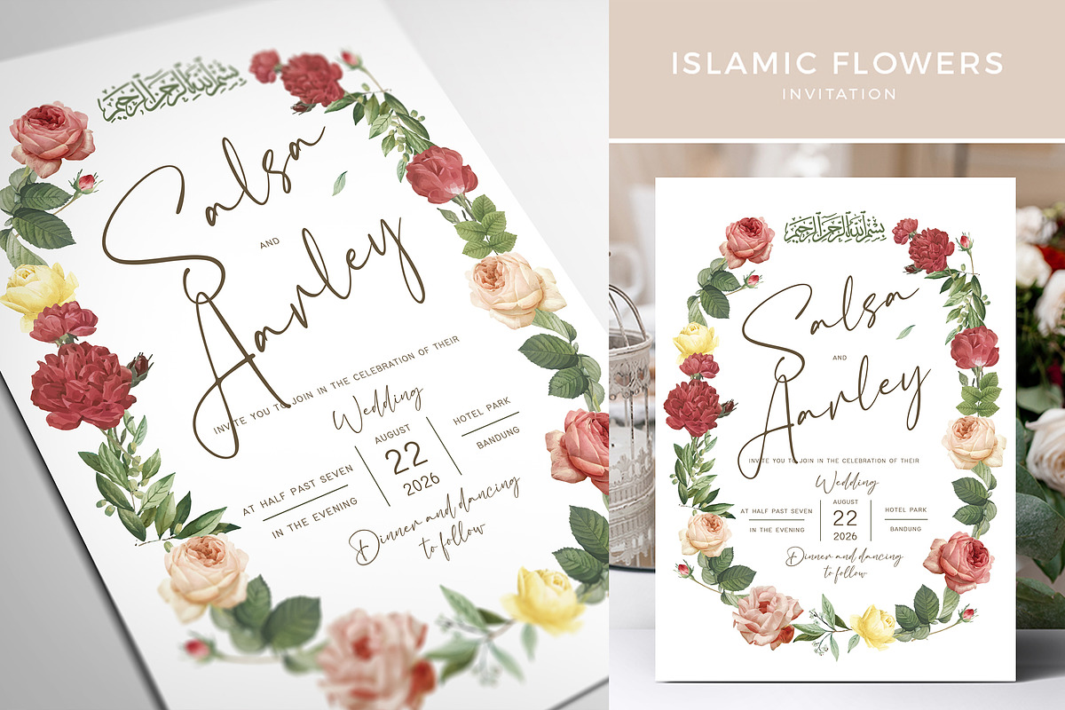 Islamic Flowers Invitation, an Invitation Template by Aarley Kaiven (Photo 1 of 2)
