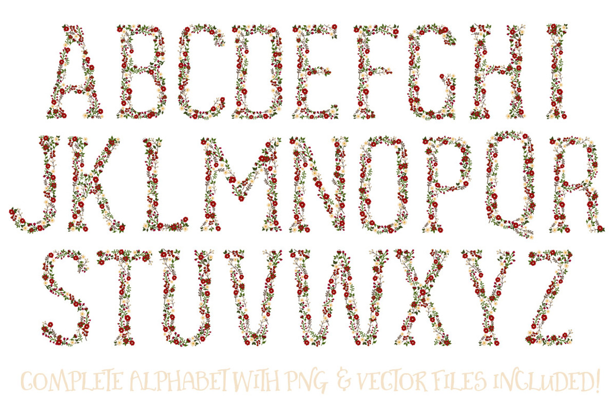 Christmas Floral Alphabet Clip Art, an Illustration by Amanda Ilkov (Photo 5 of 5)