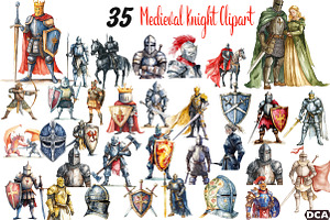 Watercolor Medieval Knight Clipart, an Illustration by DreamCafeArt