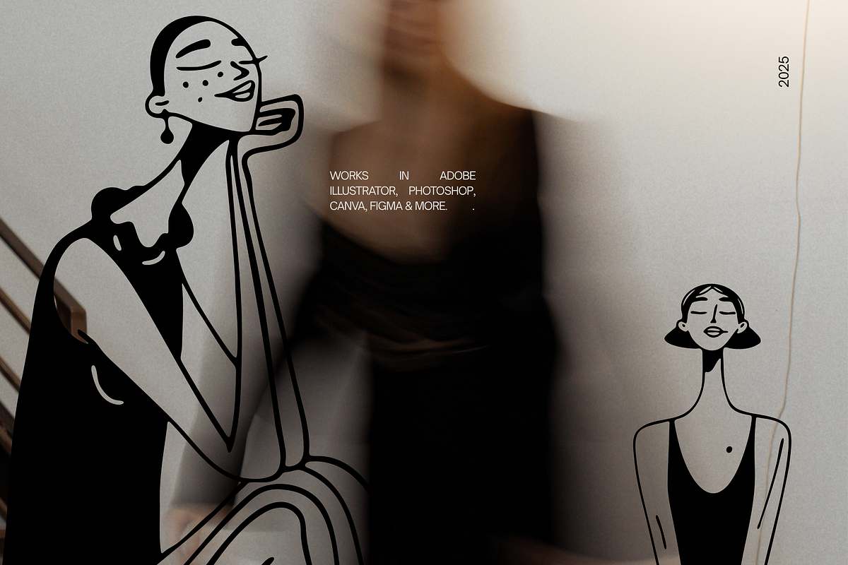 GIRLS: Hand-Drawn Woman Line Art, a Person Illustration by Veyla (Photo 7 of 8)