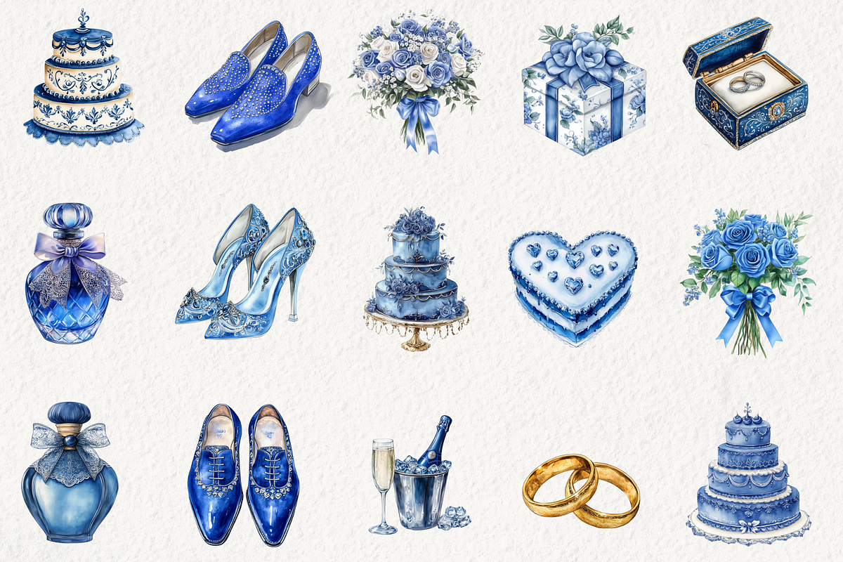 Blue Royal Wedding Clipart, an Illustration by NadiaTheronArt (Photo 2 of 5)