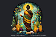 Vibrant Buddha Clipart Set, a Decorative Illustration by ThatsDesignArt (Thumbnail 3 of 10)