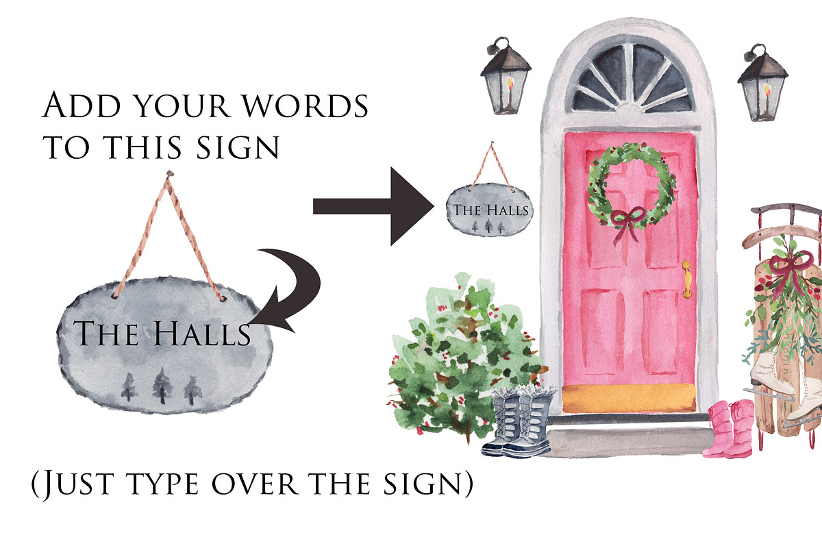 Christmas Doorway & Wreath, an Illustration by Graphic Blue Bird (Photo 6 of 7)