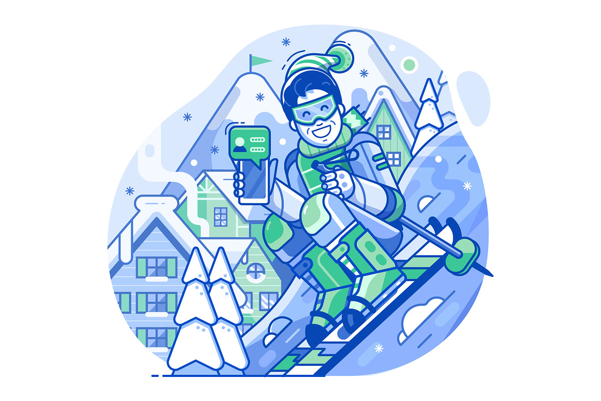 Skiing Resort Web Illustrations, a Sport Illustration by Alex Krugli (Photo 12 of 15)