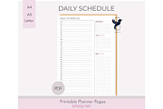 Daily Schedule, Printable Planner | Stationery Templates ~ Creative Market