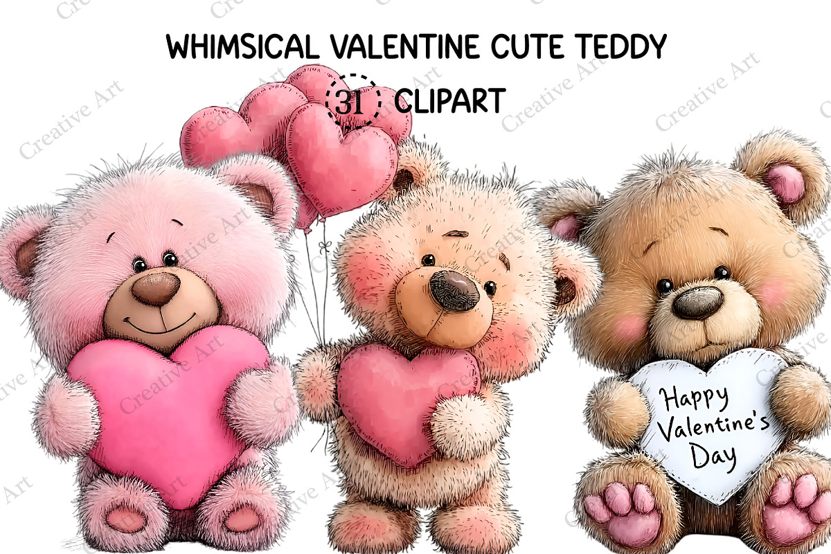 Whimsical Valentine Cute Teddy, an Illustration by Creative Art (Photo 1 of 9)
