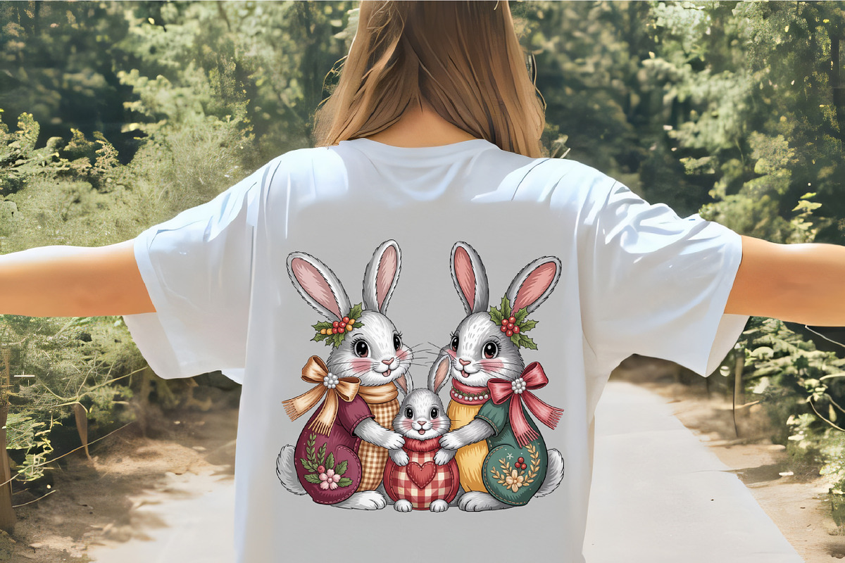 Faux Embroidery Christmas Bunny Fami, an Illustration by CrexoraLab (Photo 5 of 6)