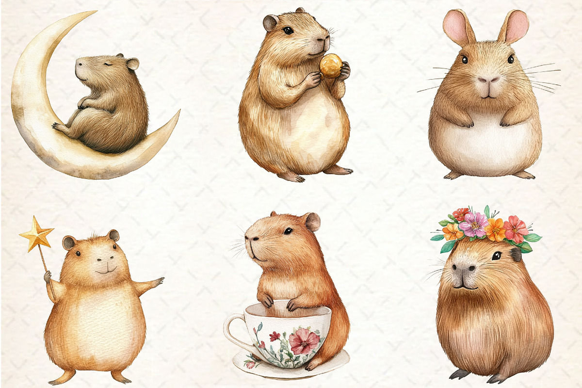 Cute Capybara Nursery Clipart, an Illustration by Rose Art (Photo 3 of 4)