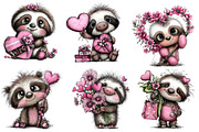Valentine's Whimsical Sloth Clipart, an Illustration by Dream Creation (Thumbnail 3 of 8)