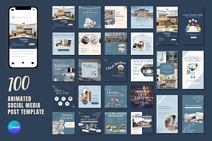 100 Animated Real Estate Canva, a Social Media Template by TheBrightGrap