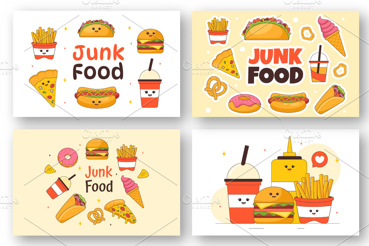 9 Delicious Junk Food Illustration, a Food Illustration by denayunebgt (Photo 2 of 3)