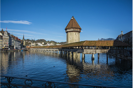 View on wooden bridge in Lausanne