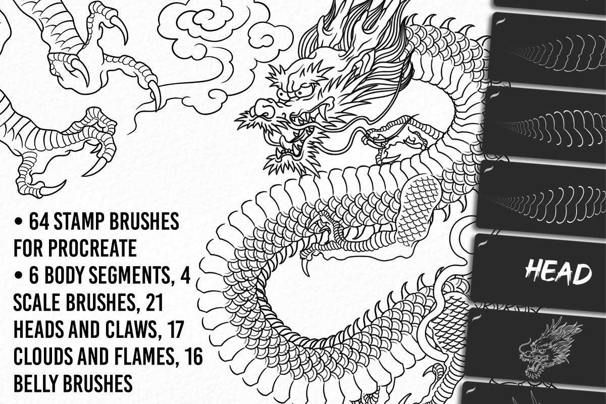 Japanese Dragon Kit for Procreate, a Brush Add-On by InkRef (Photo 2 of 6)