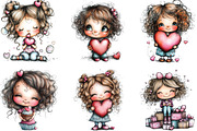Whimsical Cute Curly Girl Clipart, an Illustration by CraftArtStudio (Thumbnail 4 of 6)