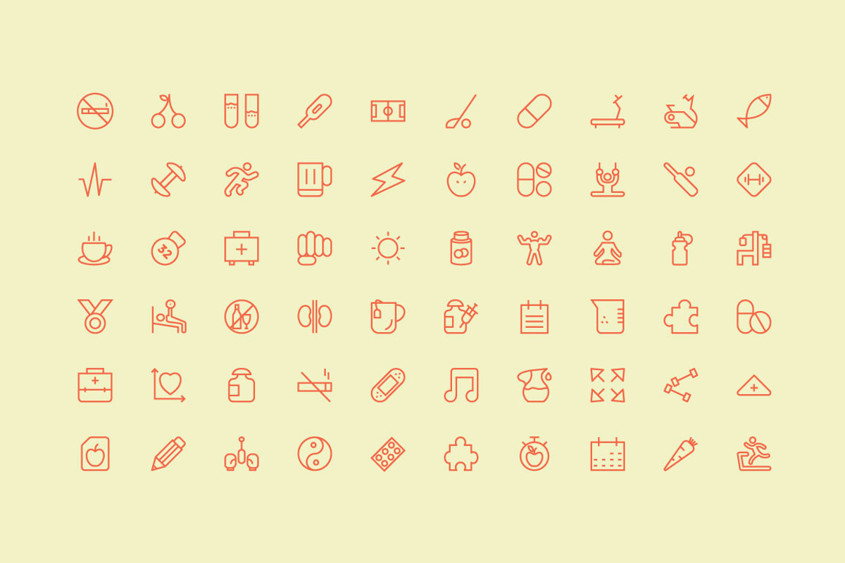 100 Fitness Vector Icons preview 2