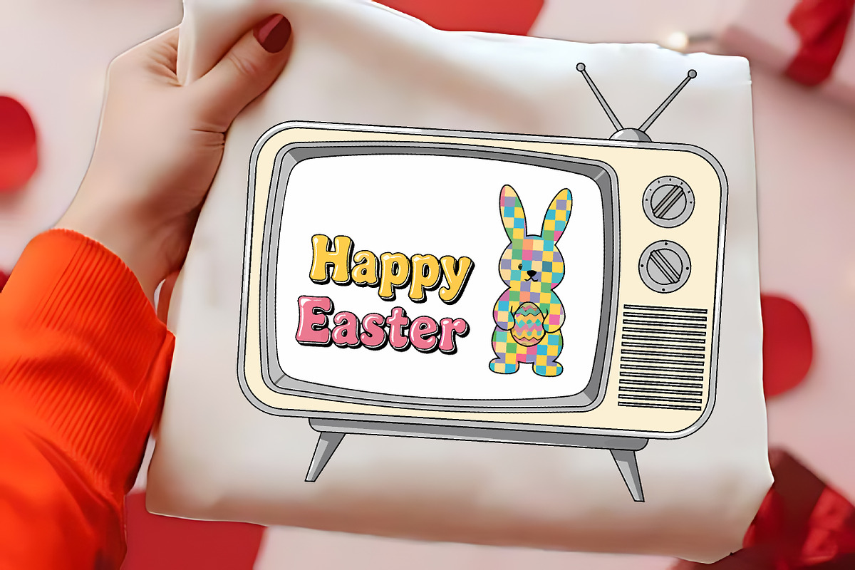 Retro TV Happy Easter Bunny Shirt SV, an Illustration by CrexoraLab (Photo 3 of 4)