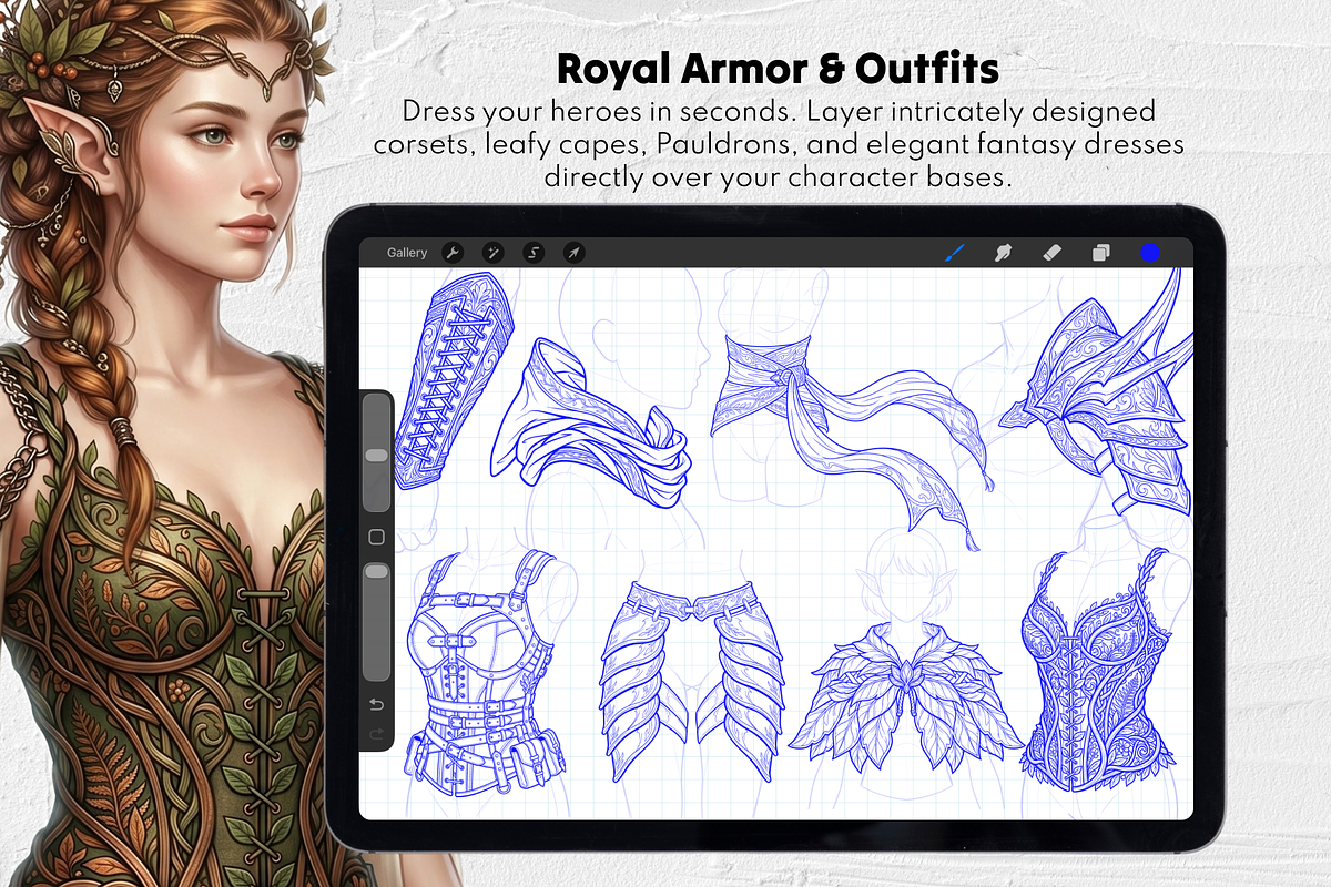 175 Procreate Elf Character Stamps, a Brush Add-On by Selentaori Studio (Photo 9 of 12)