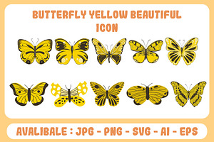 Butterfly Yellow Beautiful Icon