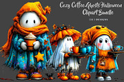Cozy Coffee Ghosts Halloween, a Seasonal Illustration by CreationArt (Thumbnail 1 of 5)