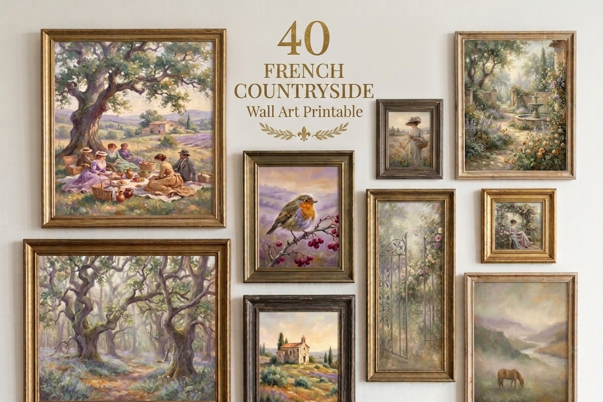 French Countryside WallArt Printable, a Seasonal Illustration by Image for Sale (Photo 1 of 3)