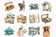 Watercolor Worldwide Adventure Clipa, an Illustration by Design Market (Thumbnail 3 of 3)