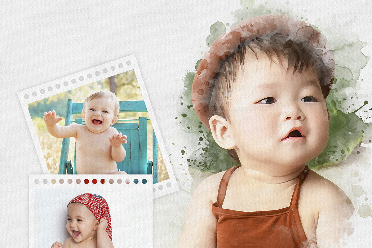 Watercolor Photo Collage Template, an Action Add-On by MRI STUDIO (Photo 6 of 12)