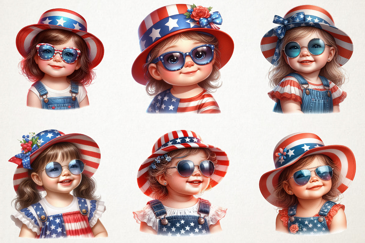 4th Of July Cute Baby Girl Clipart, a Person Illustration by RobertsArt (Photo 3 of 7)