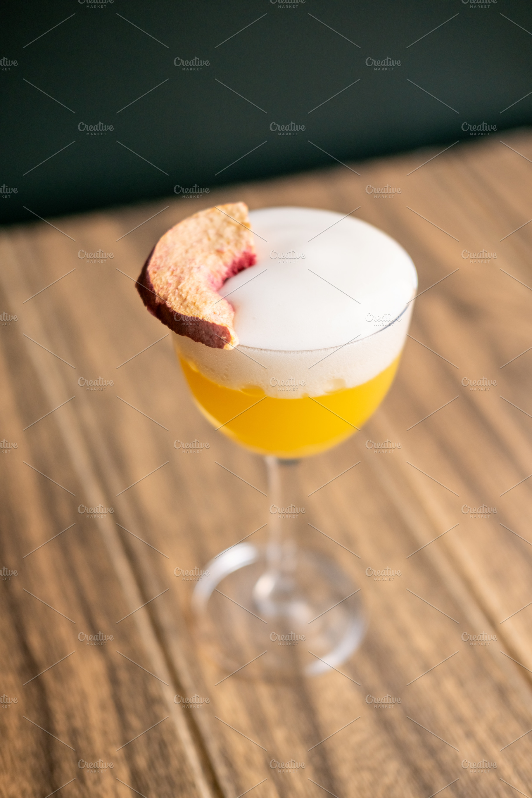 Served cocktail bright beverage frothy glass mix, a Food & Drink Photo by Photo Drive Studio