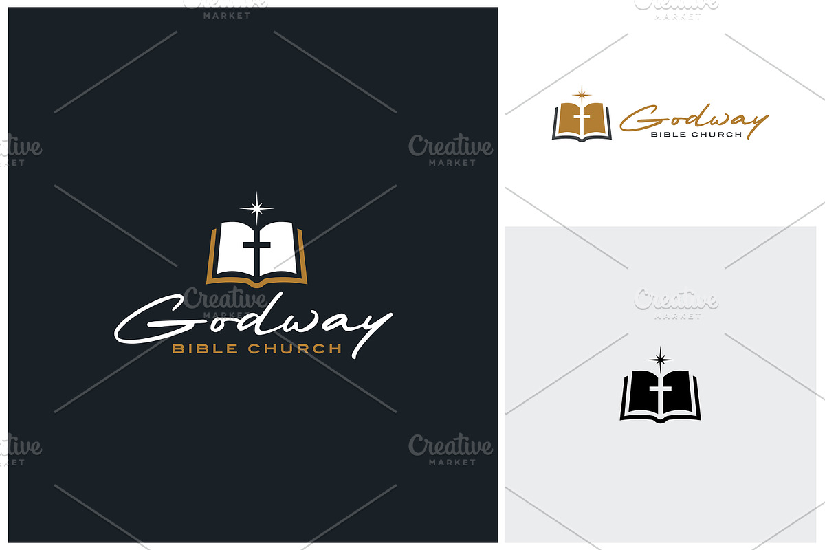 Book Bible Christian Cross Star Logo, a Branding & Logo Template by Enola99d