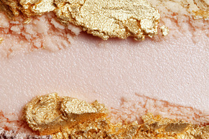 Eyeshadow cosmetic swatches with shimmering gold, pink, and neut, a Photo by Studio ANNA