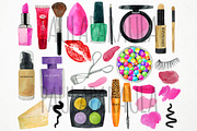 Watercolor Makeup Clipart, Cosmetics, an Object Graphic by Paulaparaula (Thumbnail 2 of 3)