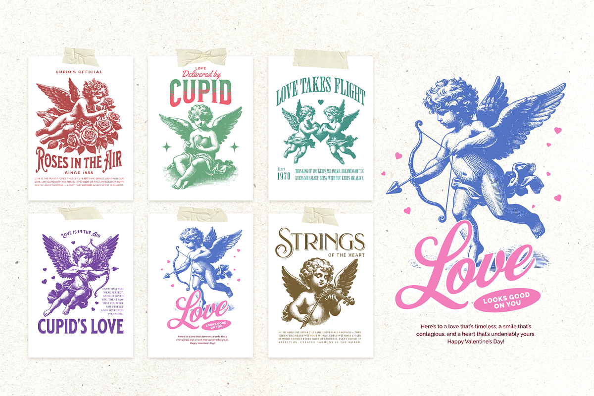 Valentine Cupid Vintage Bundle, a Decorative Illustration by ClipArtRoom (Photo 2 of 7)